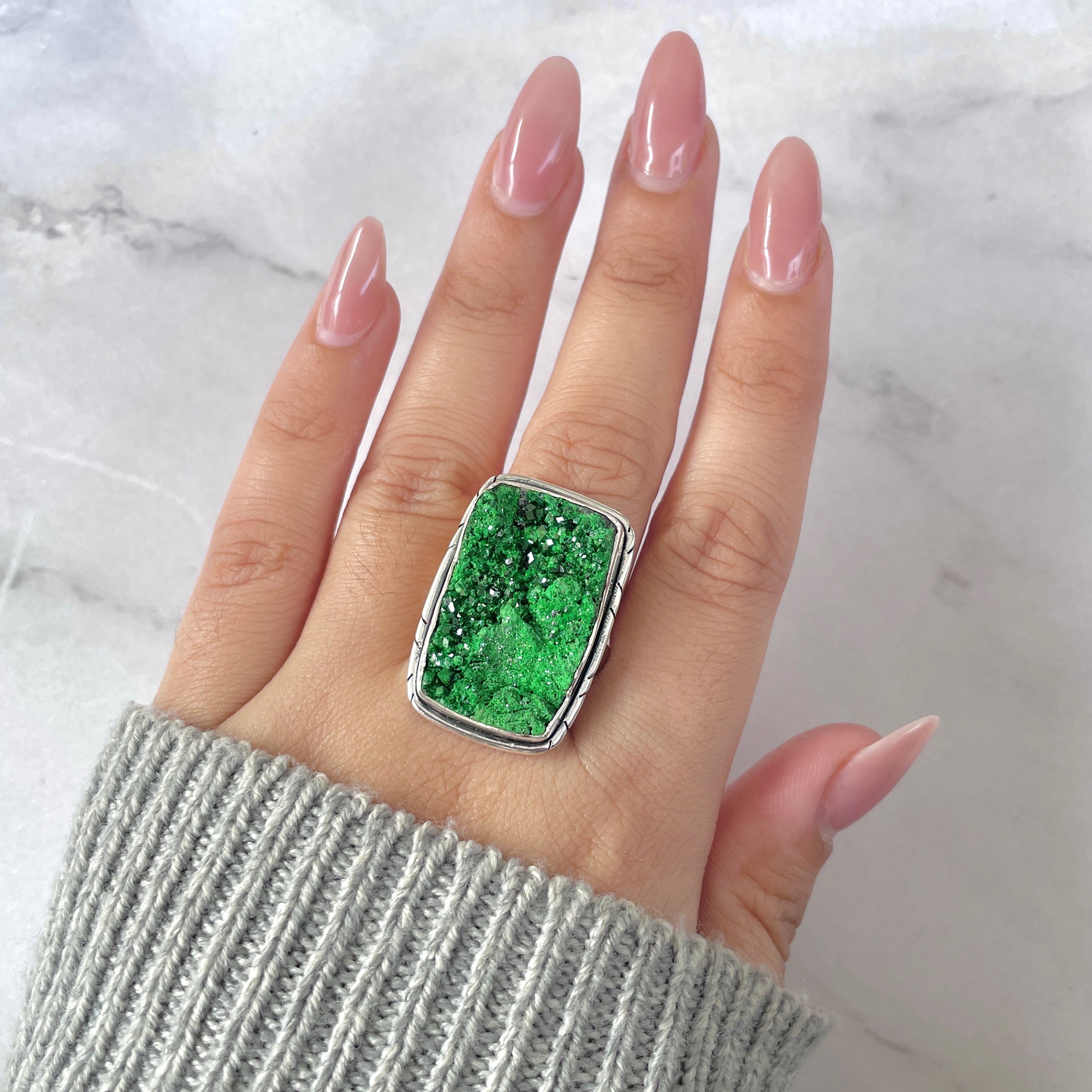 Uvarovite Adjustable Ring-(UVR-R-170.)