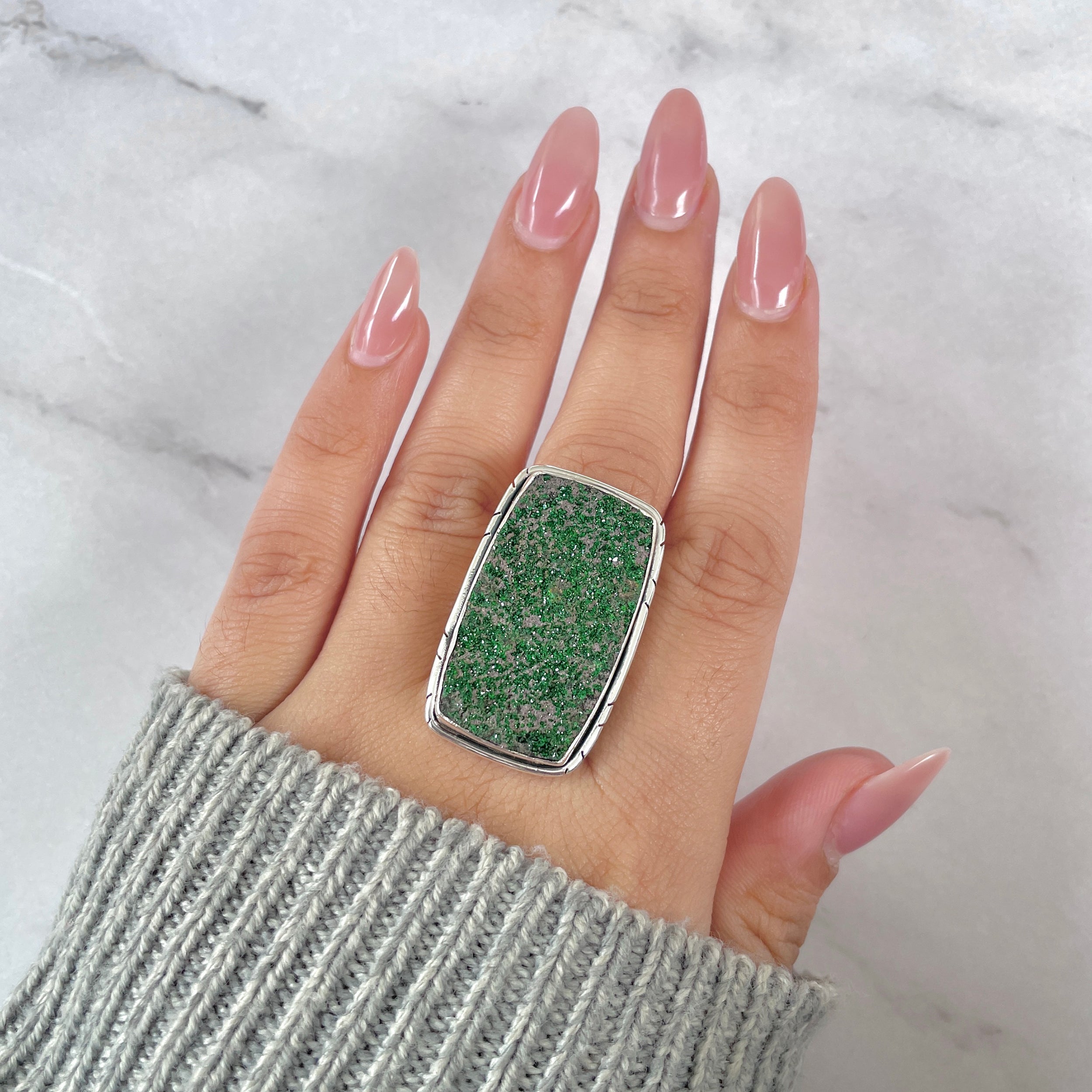 Uvarovite Adjustable Ring-(UVR-R-192.)