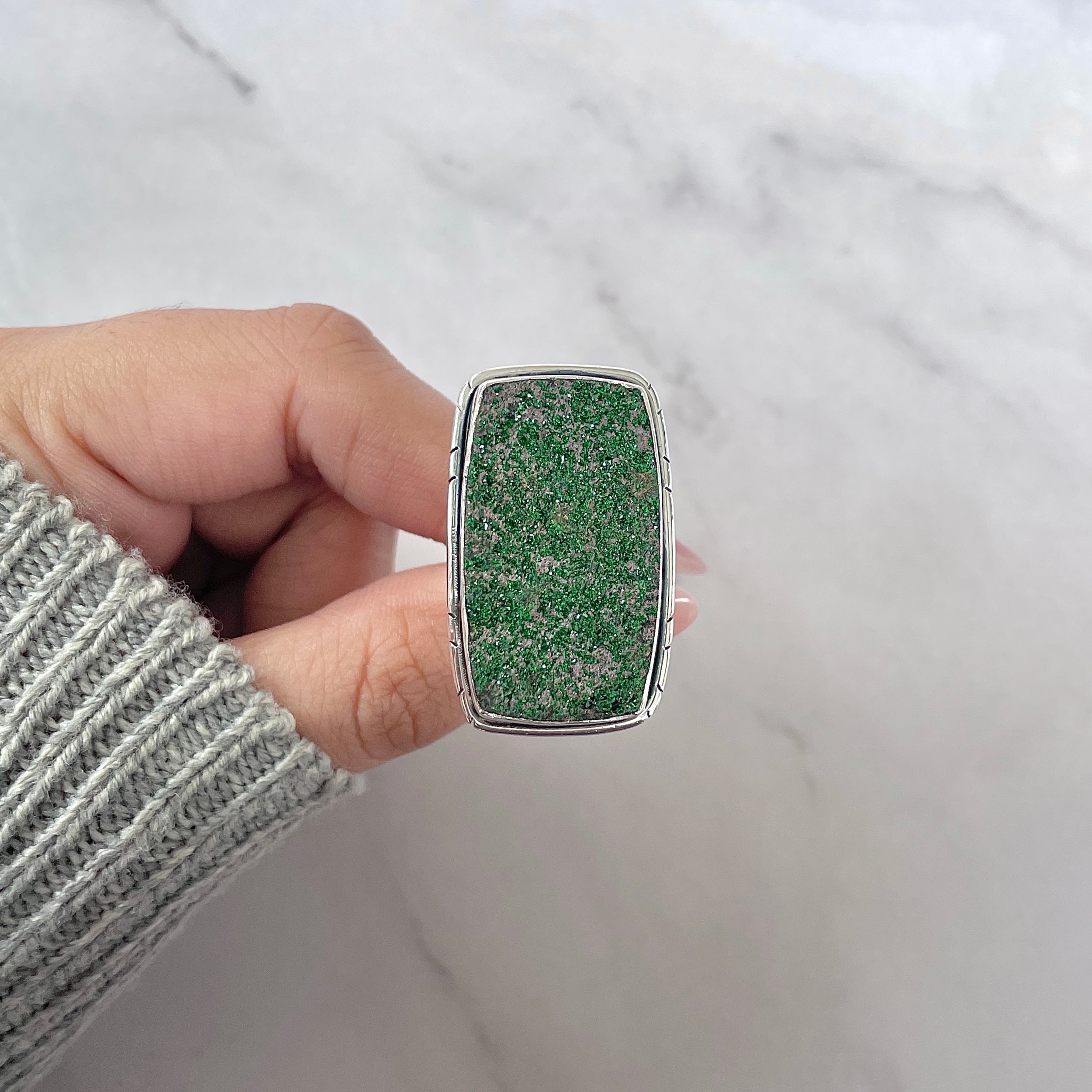 Uvarovite Adjustable Ring-(UVR-R-192.)