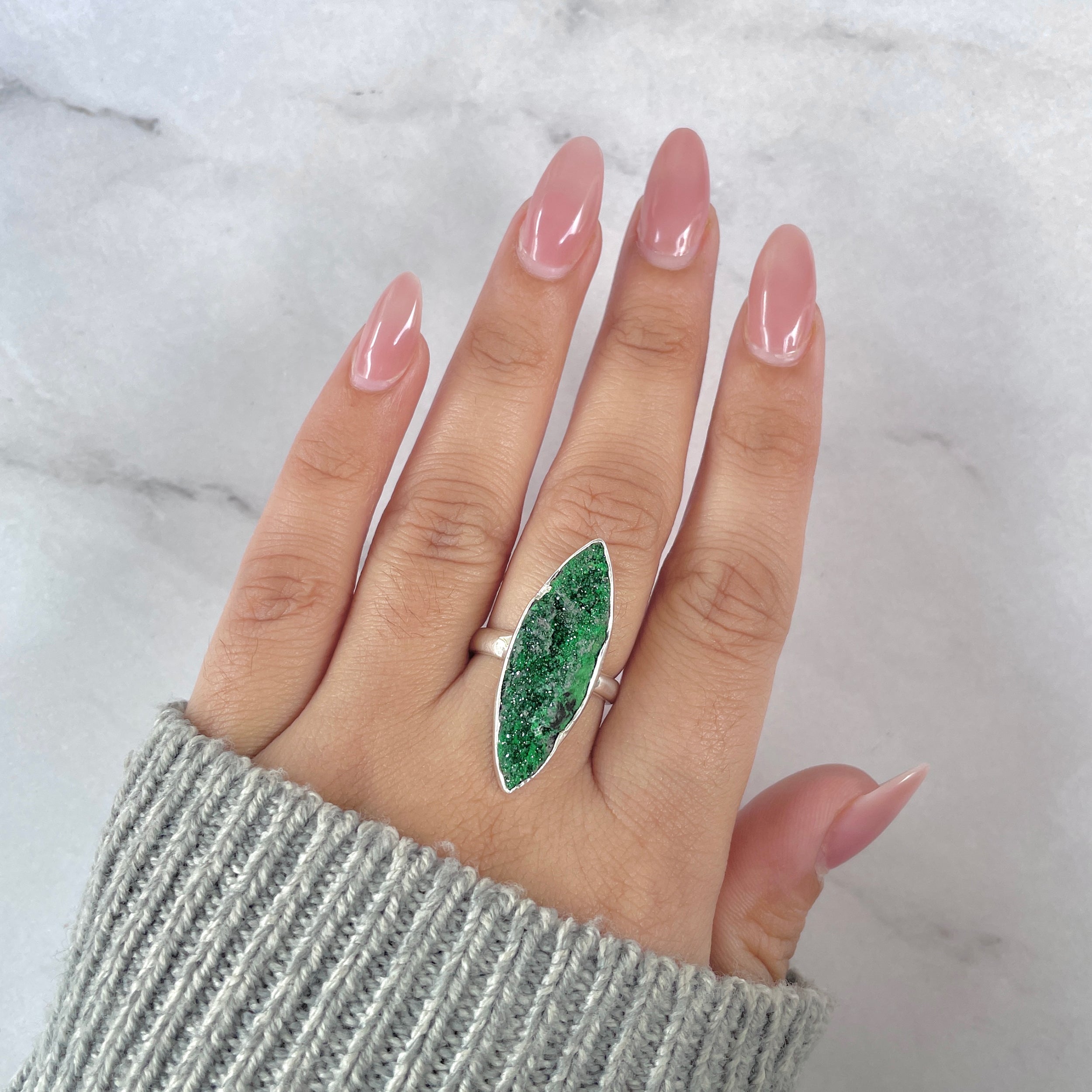 Uvarovite Adjustable Ring-(UVR-R-193.)