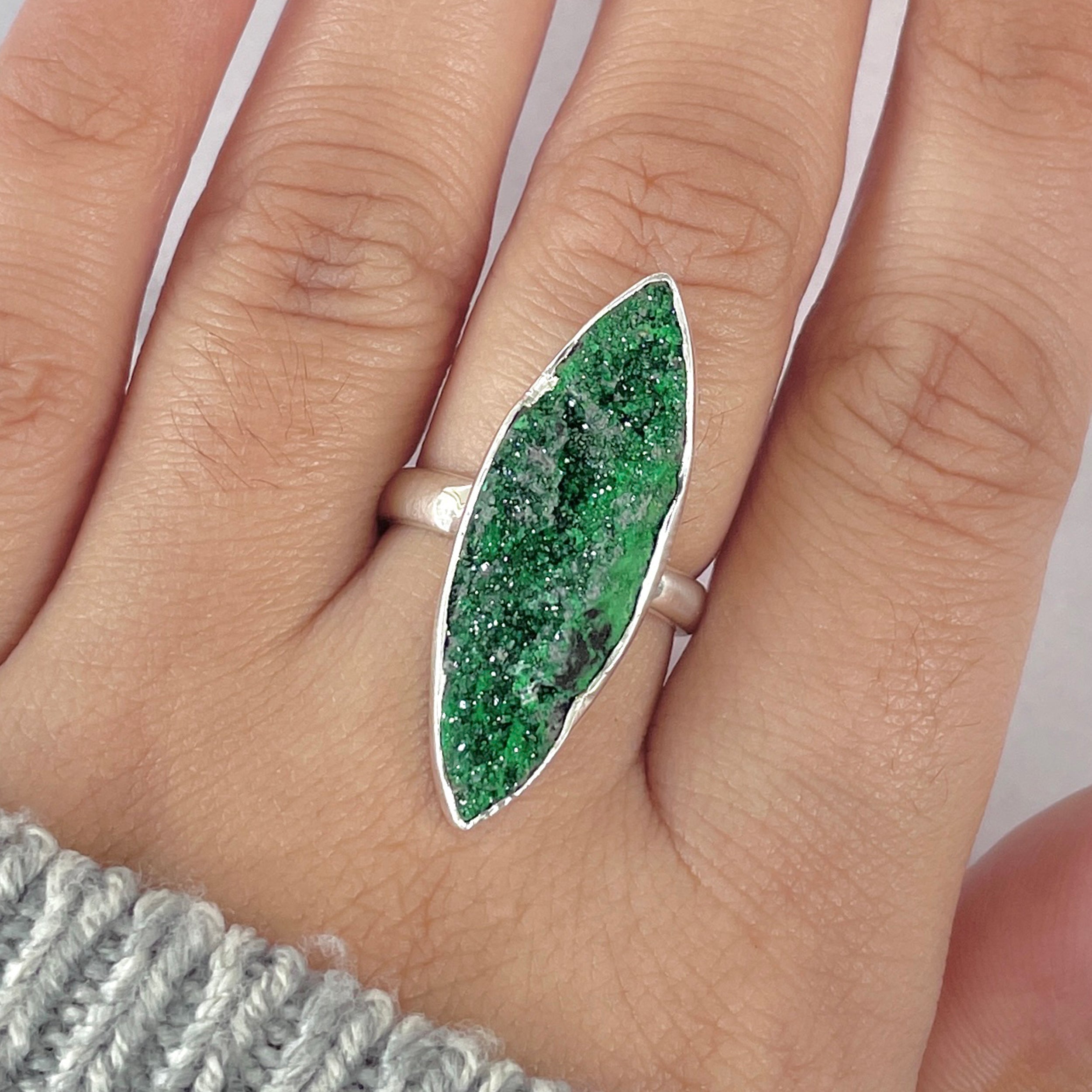 Uvarovite Adjustable Ring-(UVR-R-193.)