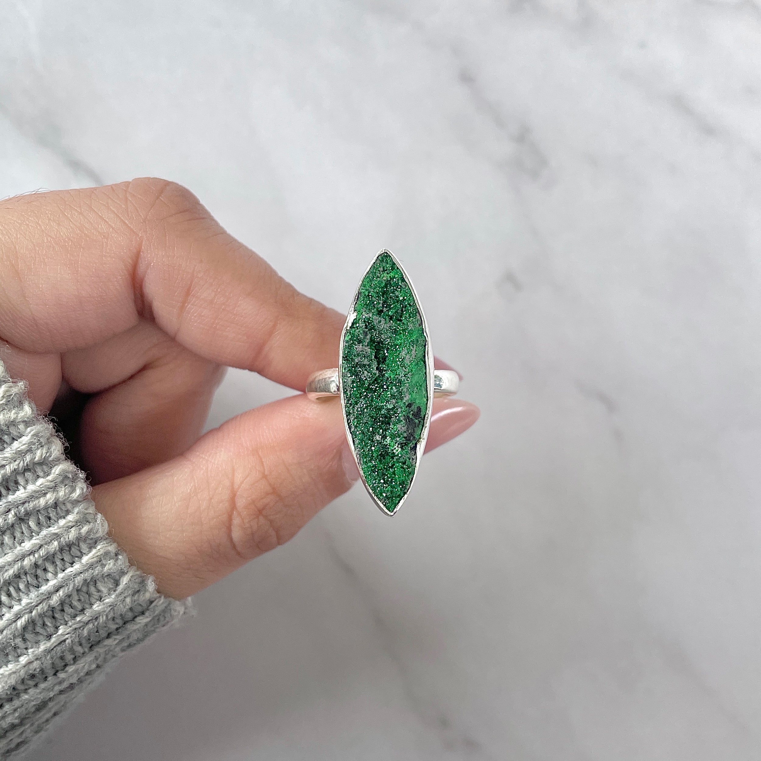 Uvarovite Adjustable Ring-(UVR-R-193.)