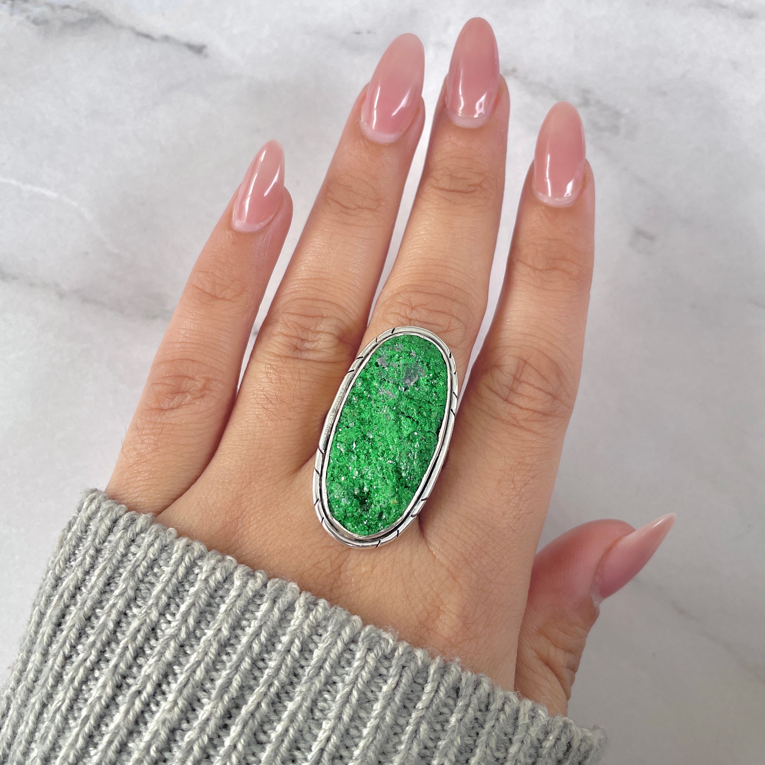 Uvarovite Adjustable Ring-(UVR-R-199.)