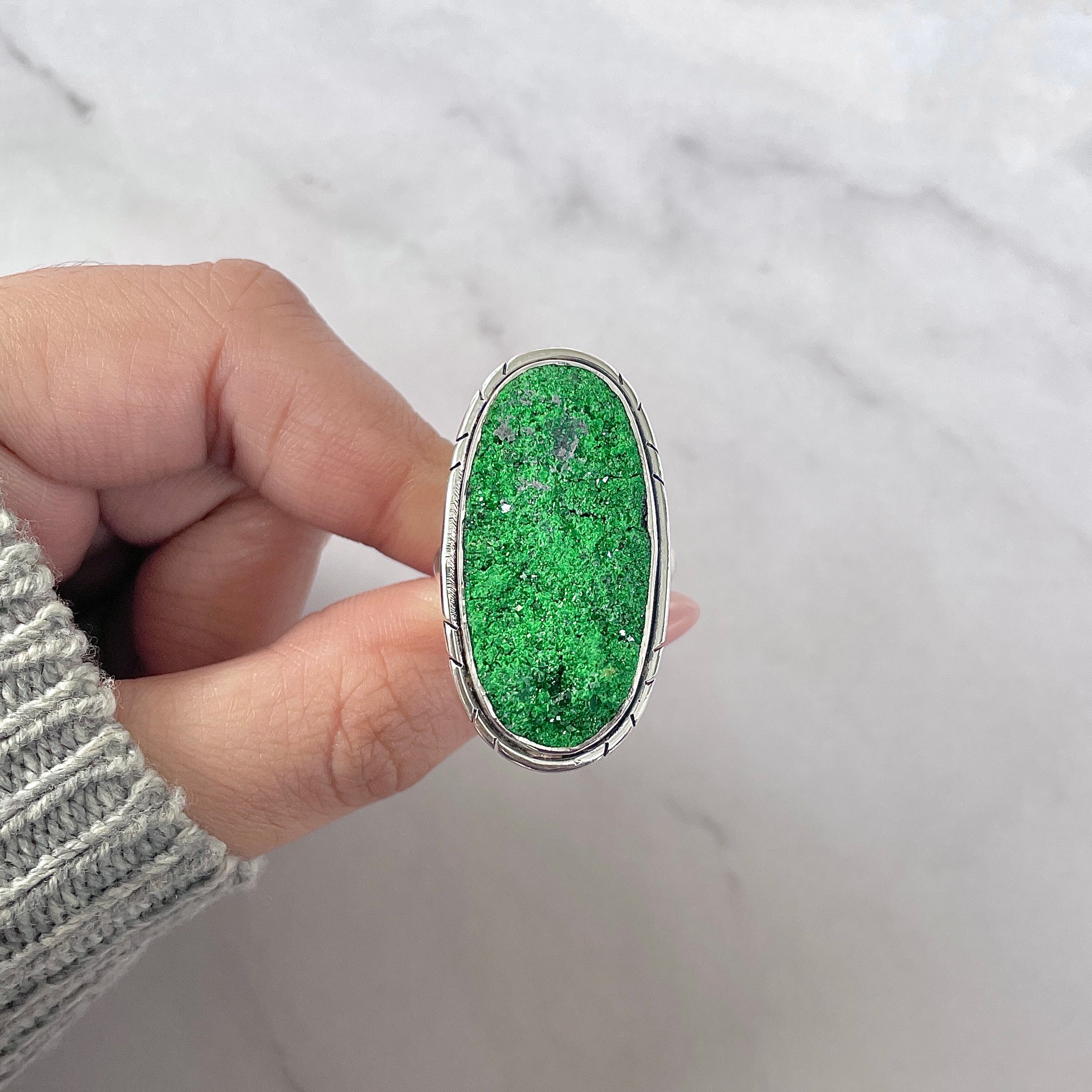 Uvarovite Adjustable Ring-(UVR-R-199.)