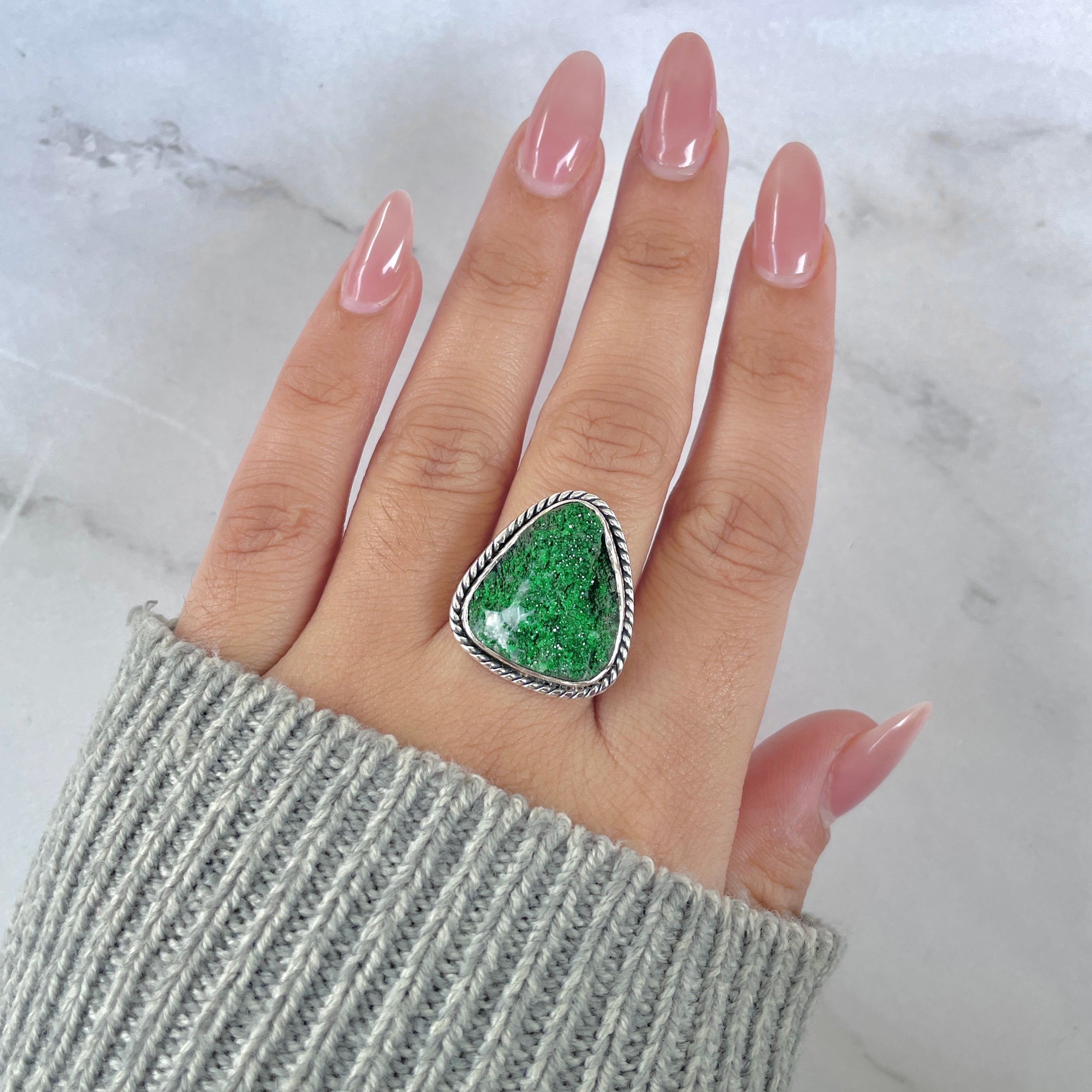 Uvarovite Adjustable Ring-(UVR-R-201.)