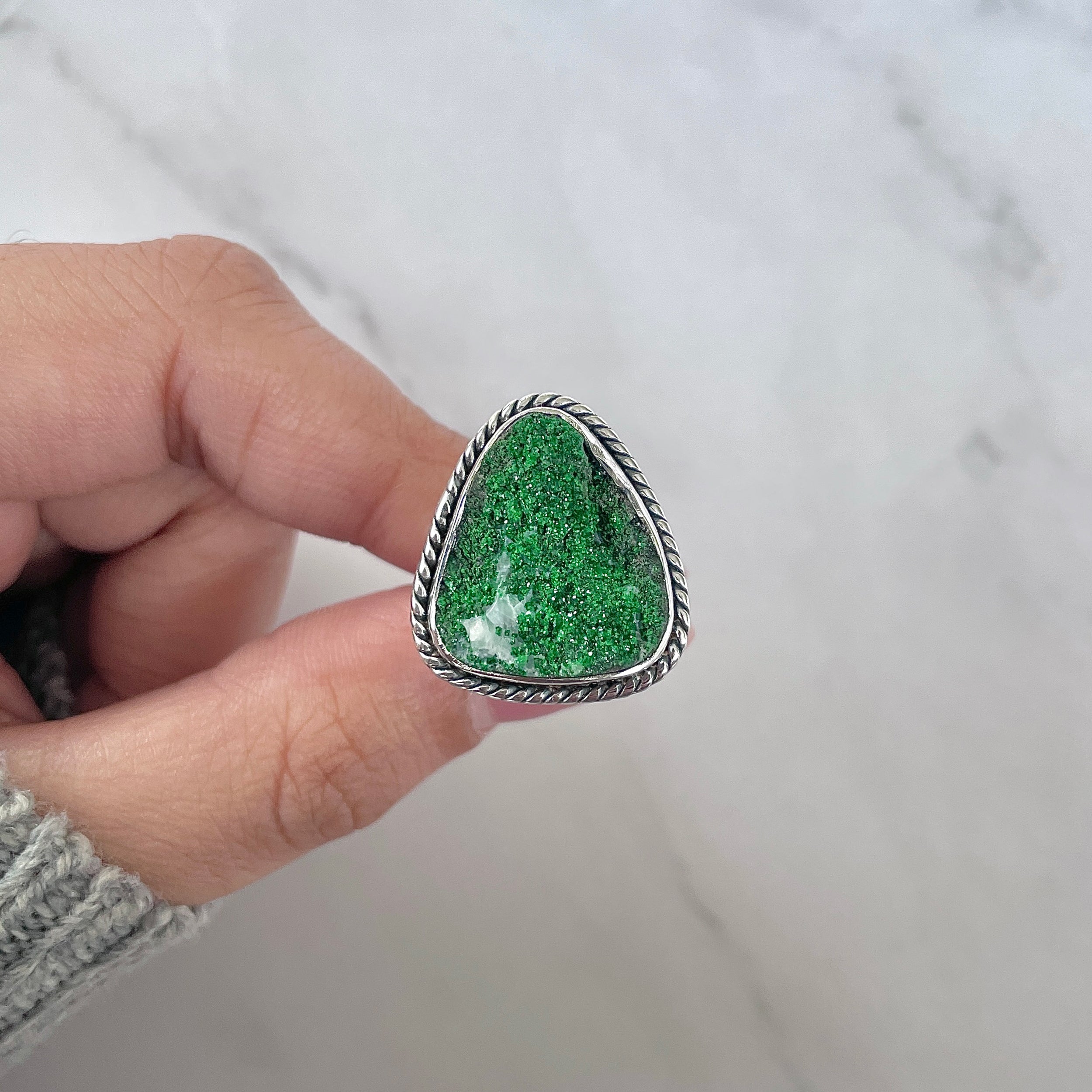 Uvarovite Adjustable Ring-(UVR-R-201.)