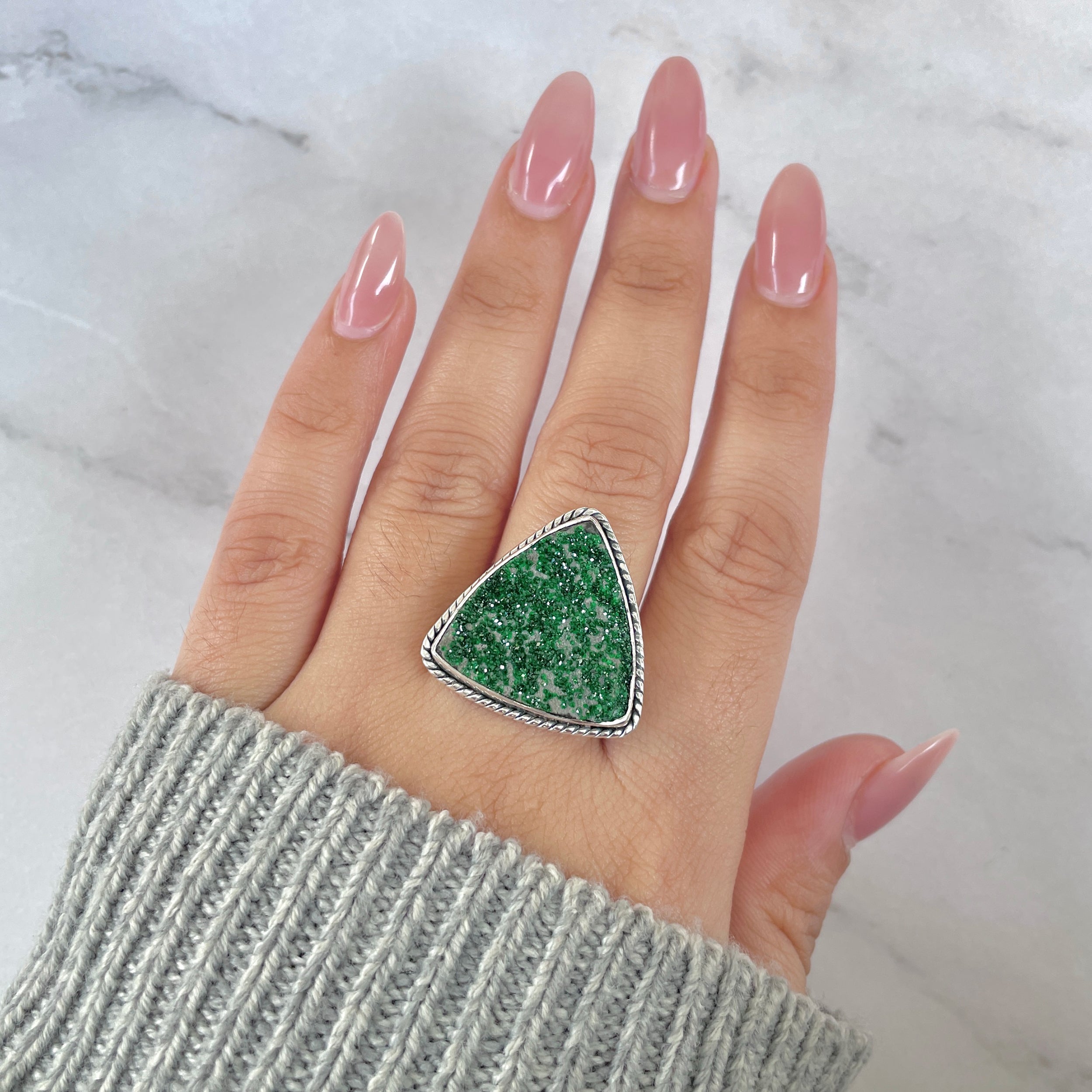 Uvarovite Adjustable Ring-(UVR-R-206.)