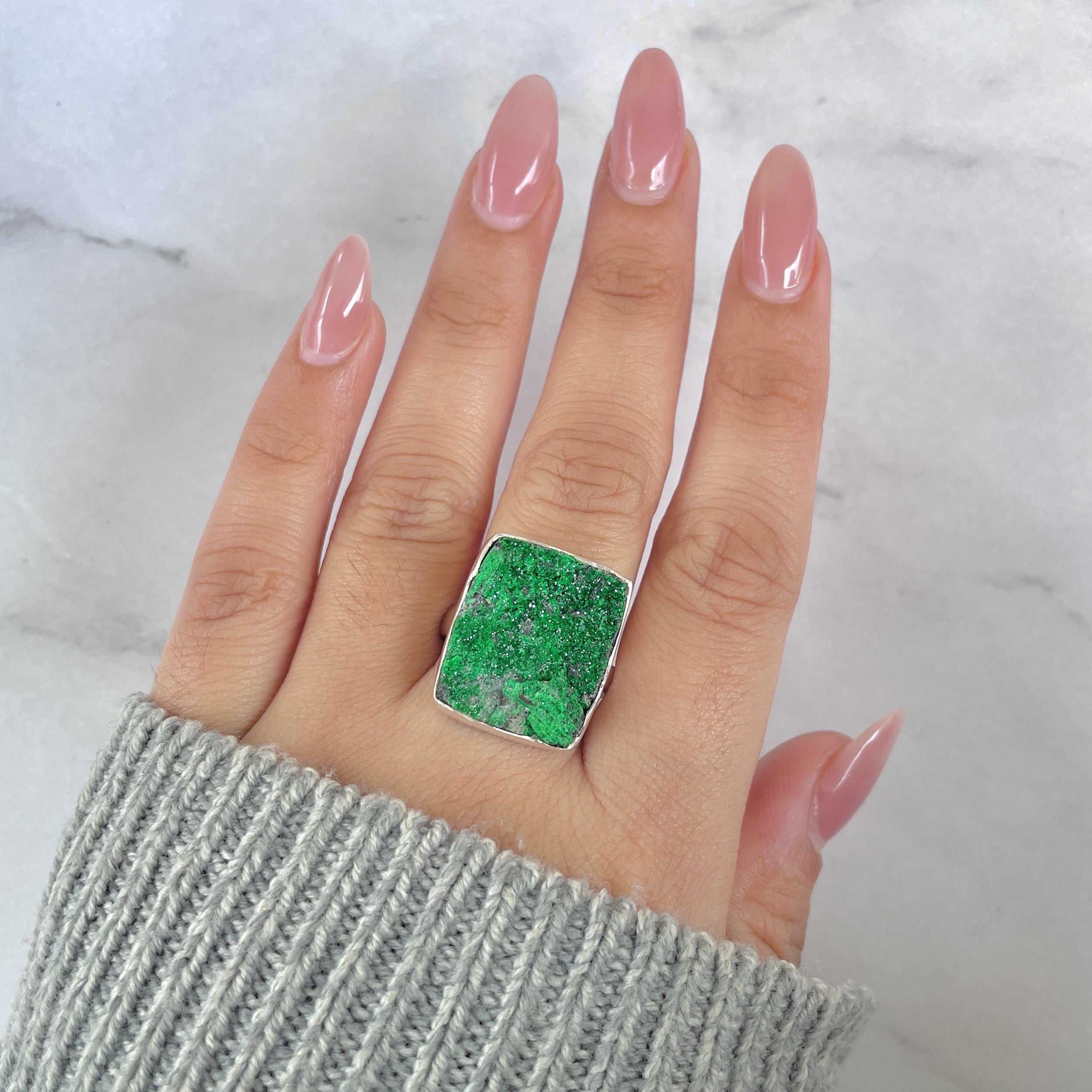 Uvarovite Adjustable Ring-(UVR-R-212.)