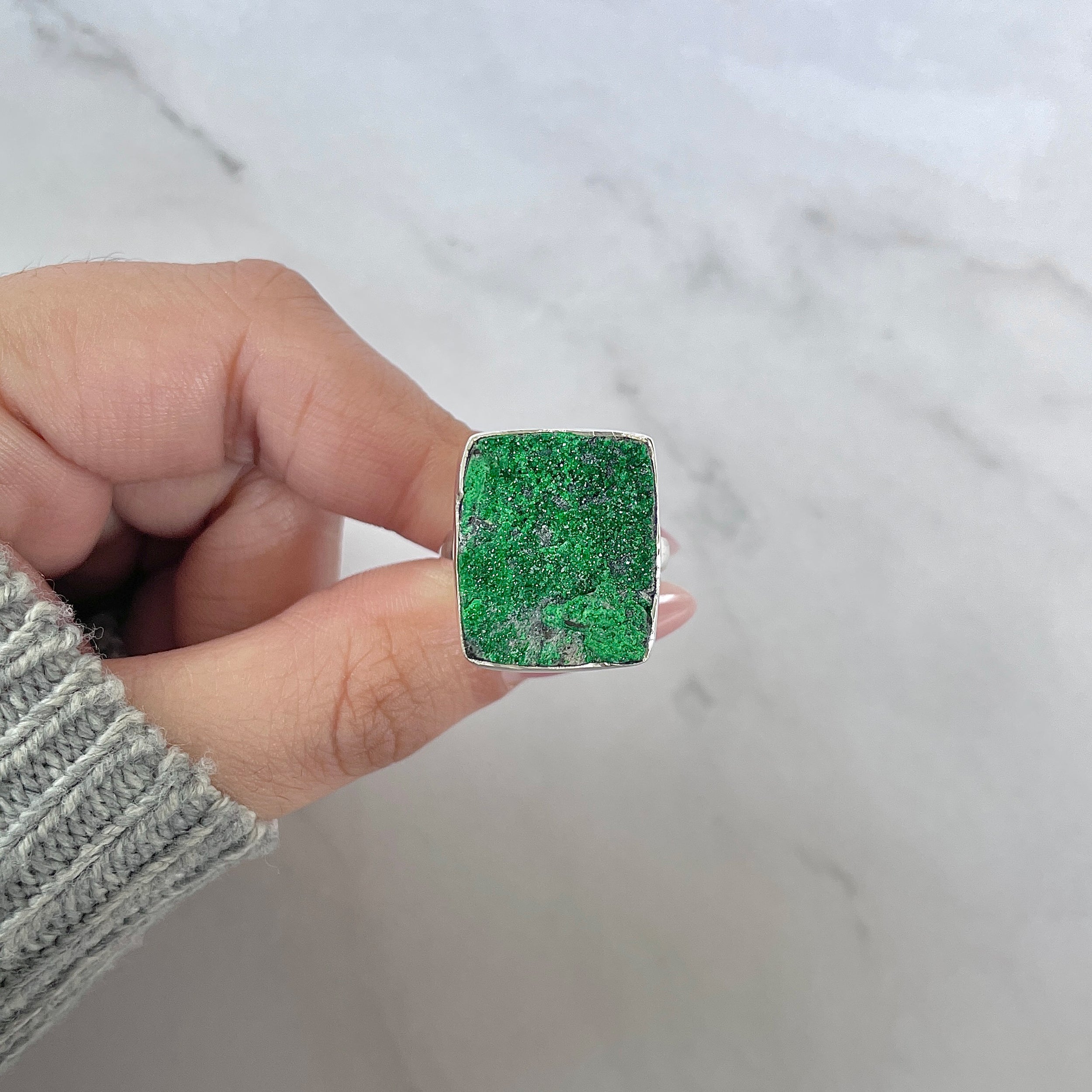 Uvarovite Adjustable Ring-(UVR-R-212.)