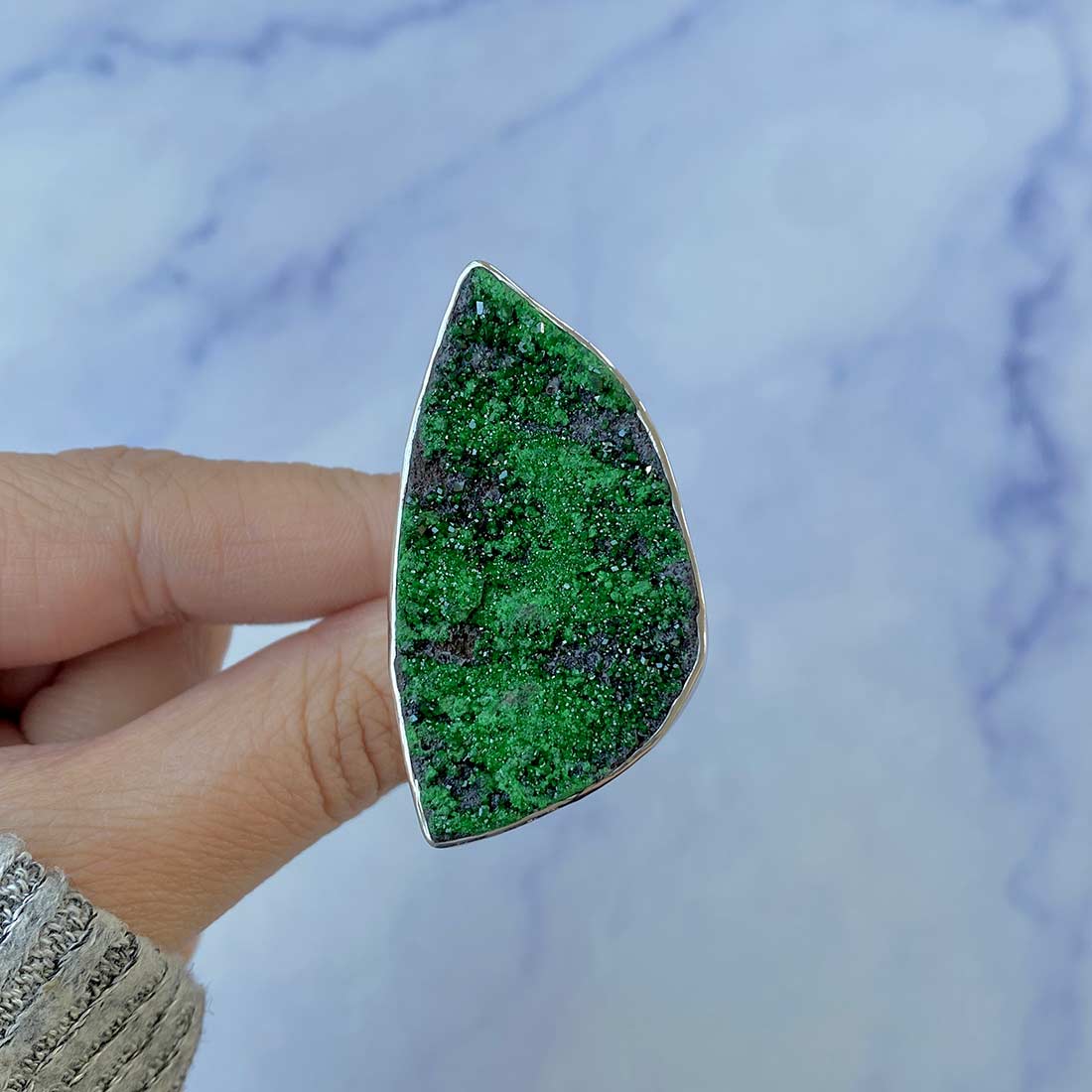 Uvarovite Adjustable Ring-(UVR-R-66.)