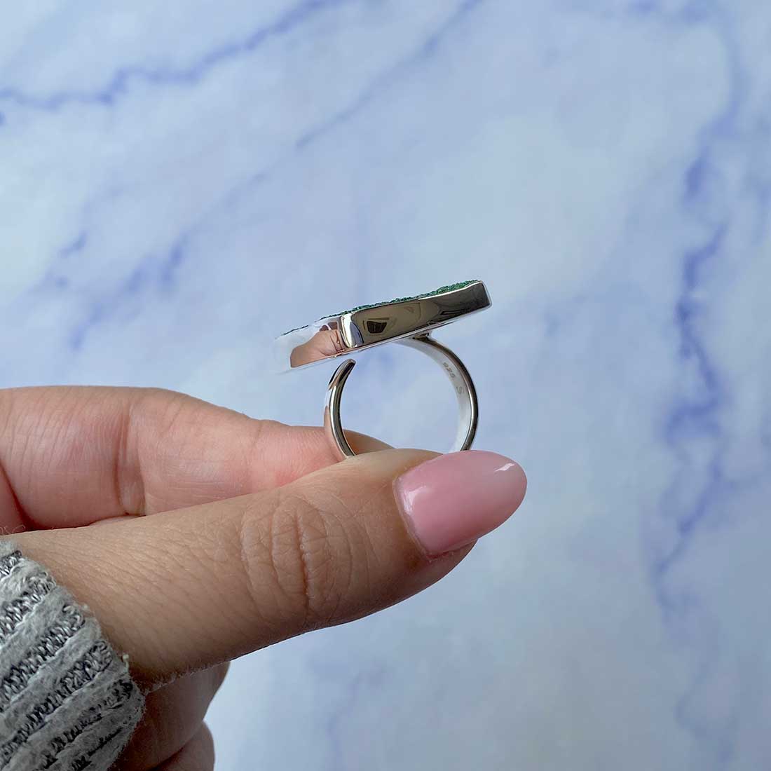 Uvarovite Adjustable Ring-(UVR-R-77.)