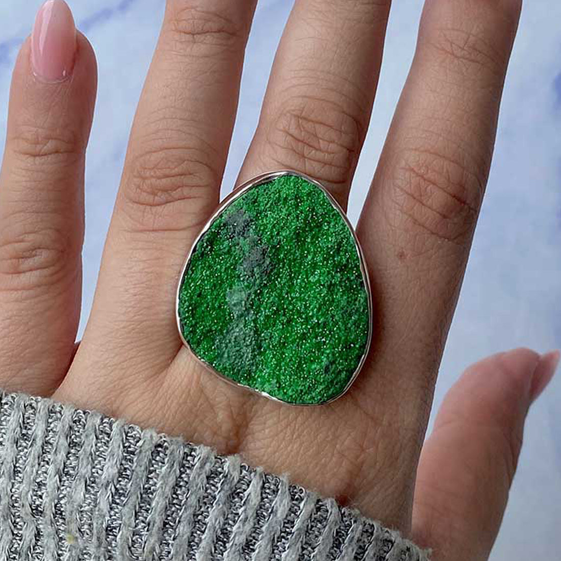 Uvarovite Adjustable Ring-(UVR-R-78.)