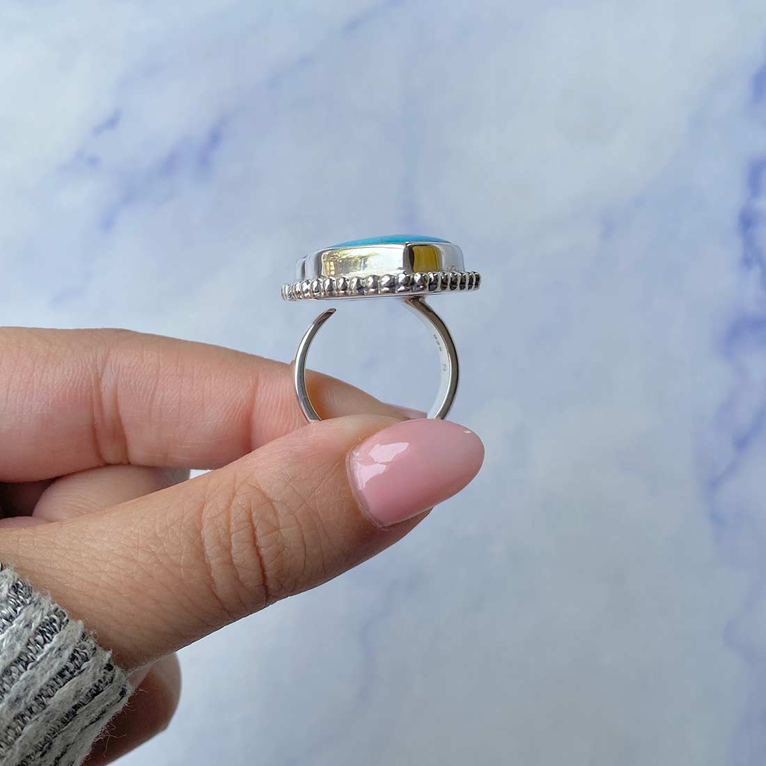 Zebra Skin Jasper Flower Ring-(ZSJ-FLR-4.)